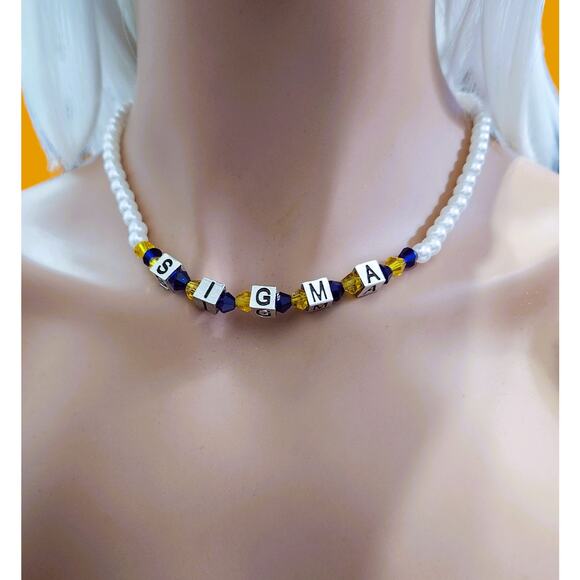 Sigma Gamma Rho Jewelry Set Blue, Gold and White - Picture 7 of 8